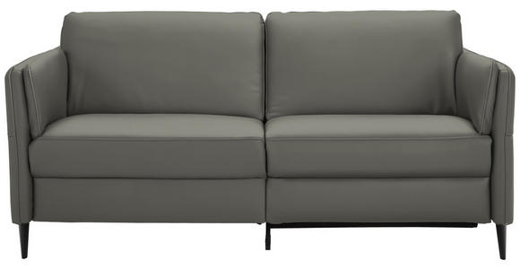 3-SITZER-SOFA Latina in Echtleder Dunkelgrau   - Dunkelgrau/Schwarz, Design, Leder/Metall (190/84/99cm) - Dieter Knoll