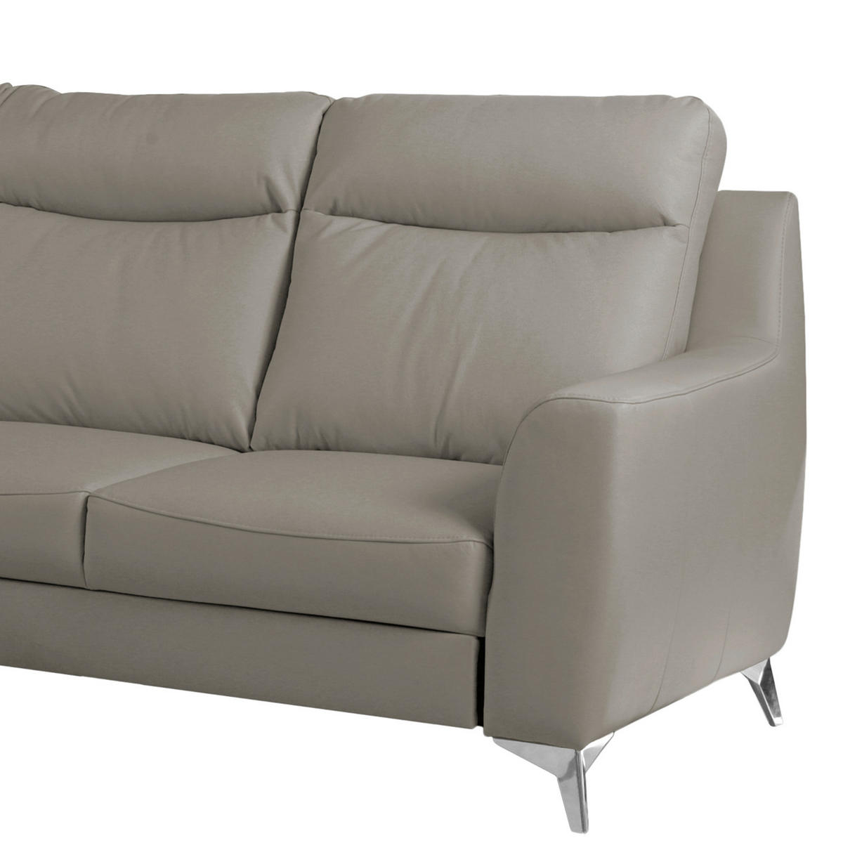 ECKSOFA Lederlook Echtleder Schlammfarben  - Chromfarben/Schlammfarben, Design, Leder/Textil (168/236cm) - Livetastic