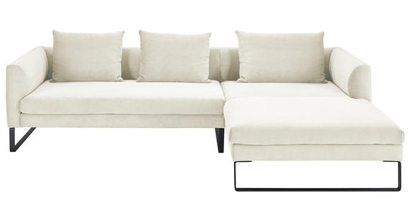 ECKSOFA  in Cord Weiß  284/178 cm  - Schwarz/Weiß, KONVENTIONELL, Textil/Metall (284/178cm) - Hom`in