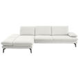 ECKSOFA  in Echtleder Weiß  195/308 cm  - Schwarz/Weiß, Design, Leder/Metall (195/308cm) - Dieter Knoll