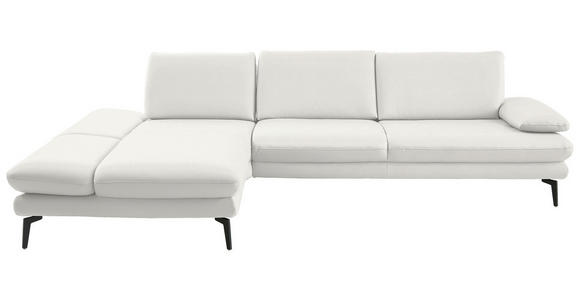 ECKSOFA  in Echtleder Weiß  195/308 cm  - Schwarz/Weiß, Design, Leder/Metall (195/308cm) - Dieter Knoll
