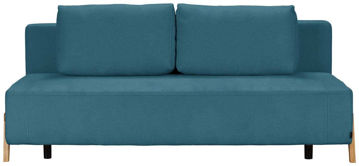 SCHLAFSOFA  mit Stoffauswahl, Liegefunktion, Schlafen auf Sitzhöhe Mikrofaser Blau  - Blau/Naturfarben, Design, Holz/Textil (211/88/102cm) - Niels Andersson