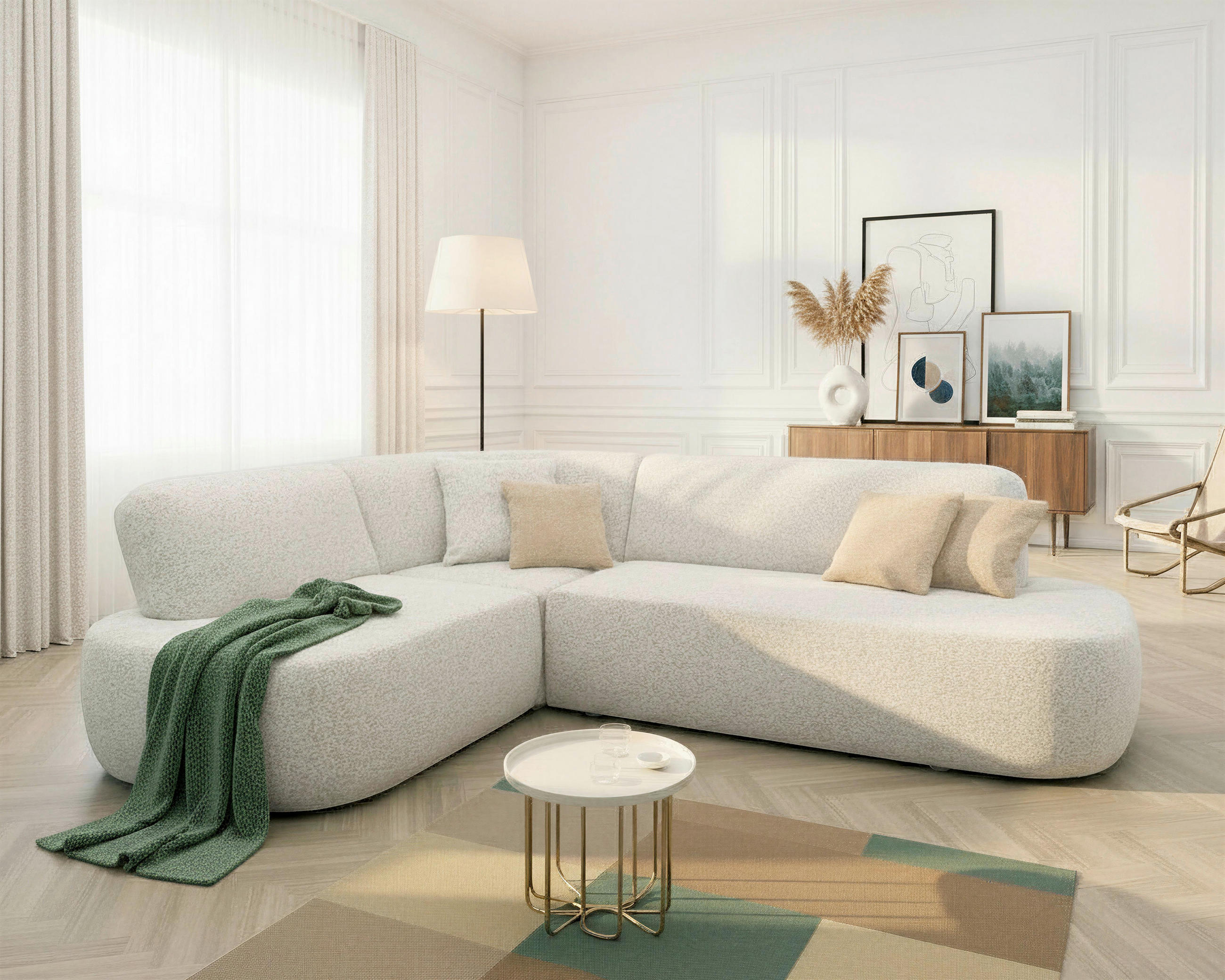 ECKSOFA 200 029 Beigebraun Webstoff  - Beigebraun/Schwarz, MODERN, Kunststoff/Textil (280/214cm) - Livetastic