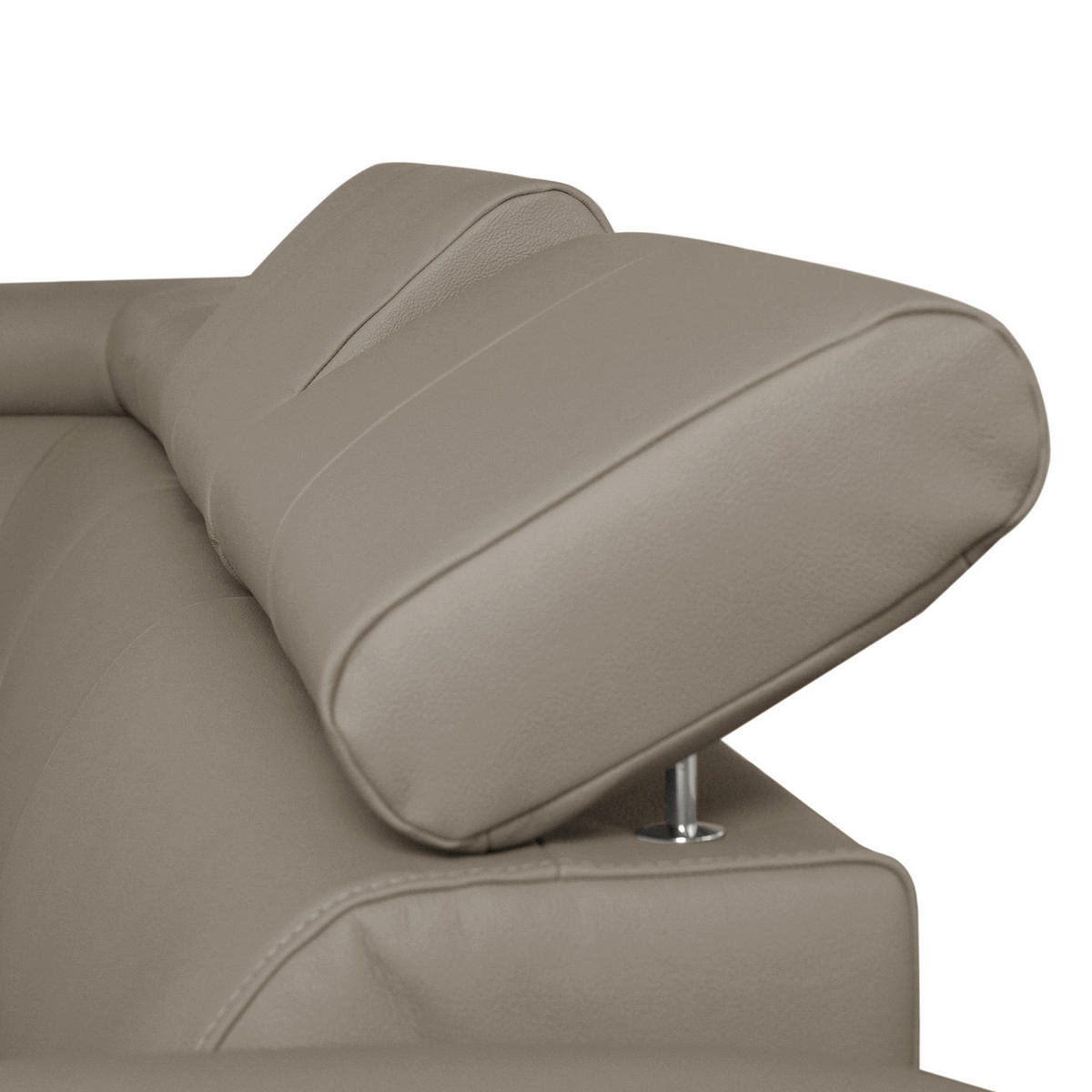 ECKSOFA Hellgrau Echtleder Lederlook  - Chromfarben/Hellgrau, Design, Leder/Textil (208/248cm) - Livetastic