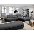 ECKSOFA in Mikrofaser Grau  - Schwarz/Grau, Design, Textil/Metall (341/204cm) - Xora