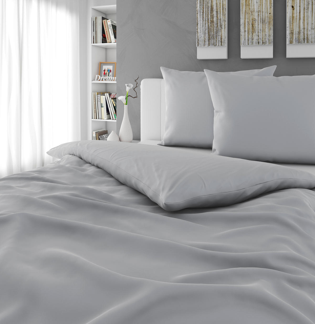 POSTELJINA TANJA 240/220 cm saten srebrna  - srebrna, Osnovno, tekstil (240/220cm) - Novel