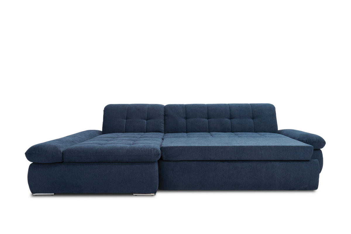ECKSOFA Dunkelblau Mikrofaser  - Chromfarben/Dunkelblau, KONVENTIONELL, Textil/Metall (172/300cm) - MID.YOU