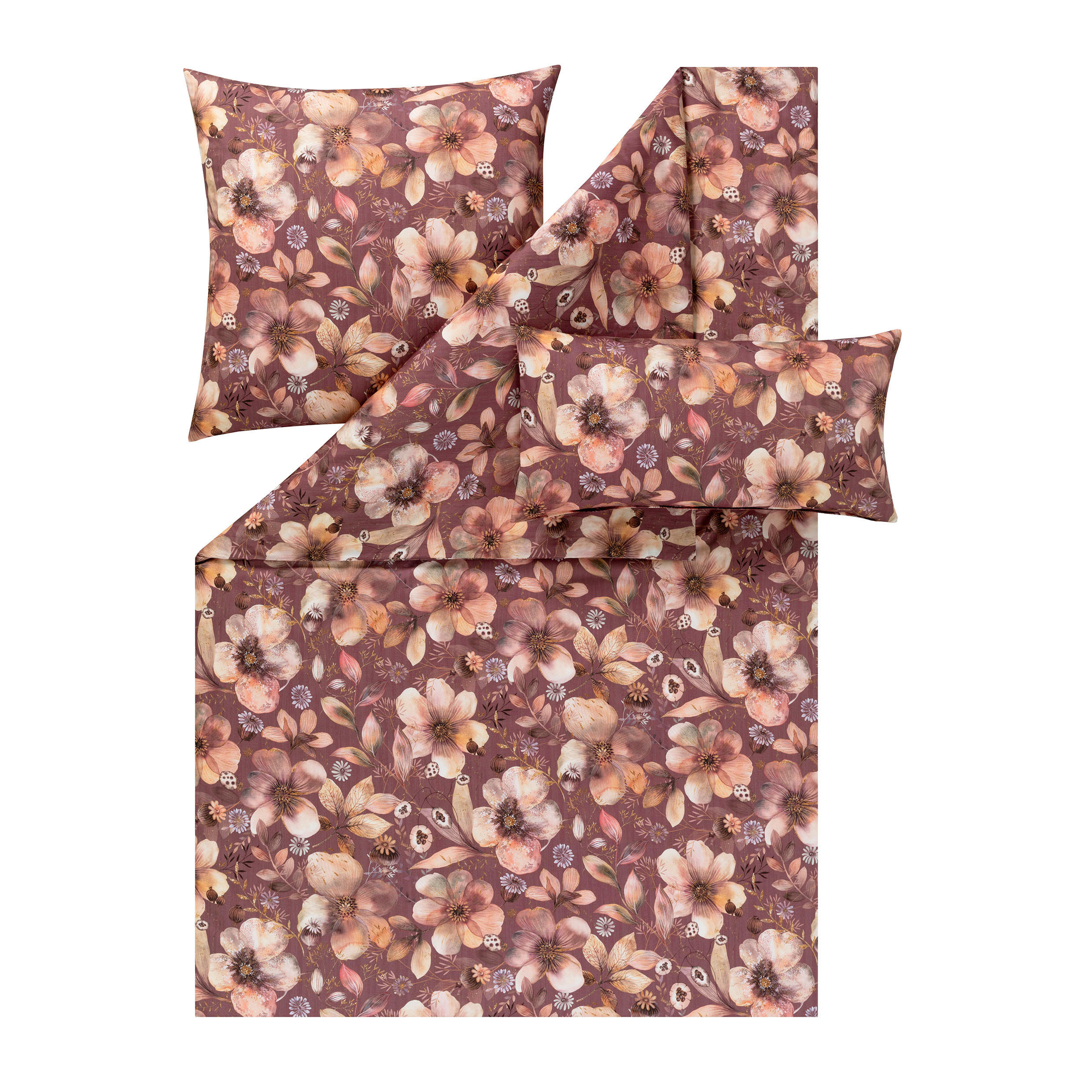 BETTWÄSCHE Exquisit Satin 155/220 cm  - Aubergine, Design, Textil (155/220cm) - Estella