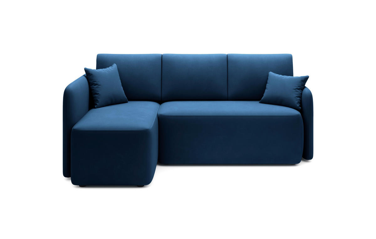 ECKSOFA  Blau Plüsch  - Blau/Schwarz, Design, Kunststoff/Textil (150/206cm) - MID.YOU
