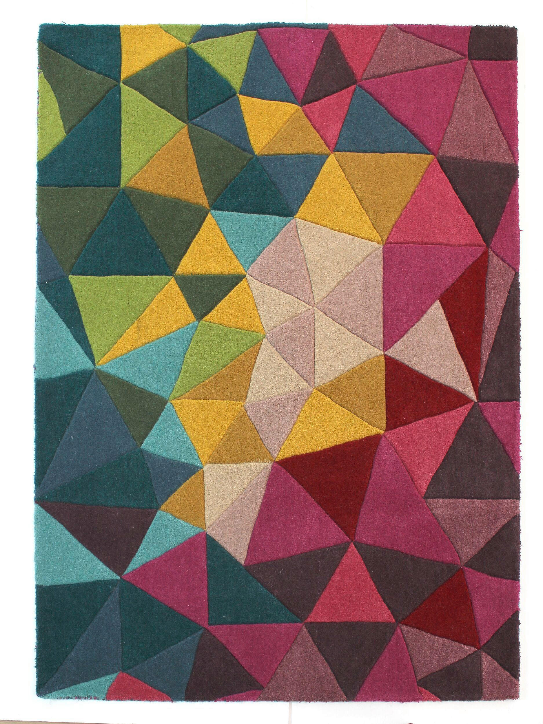 Wollteppich rechteckig 170x120 cm Multicolor