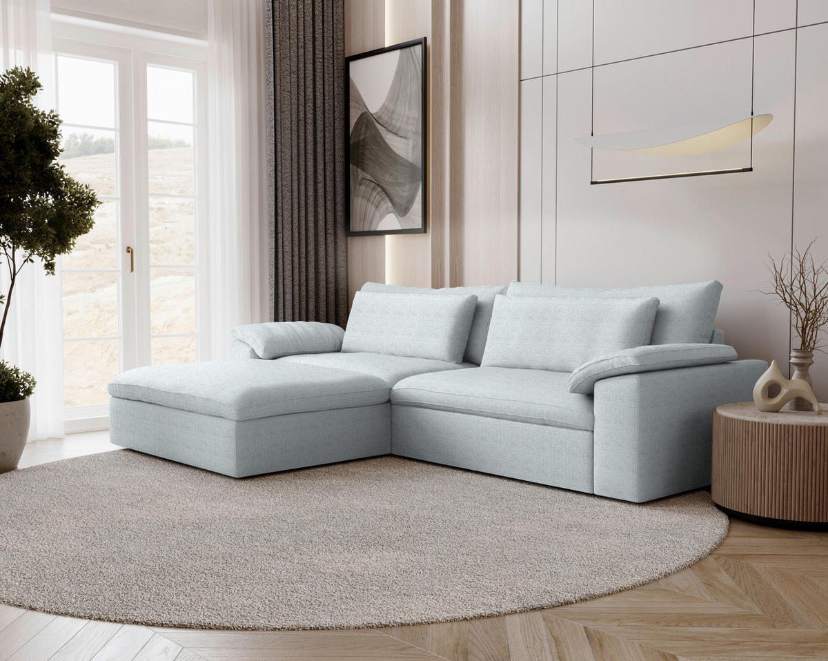 ECKSOFA  Chenille Grauweiss  - Schwarz/Grauweiss, Modern, Kunststoff/Textil (198/306cm) - Carryhome
