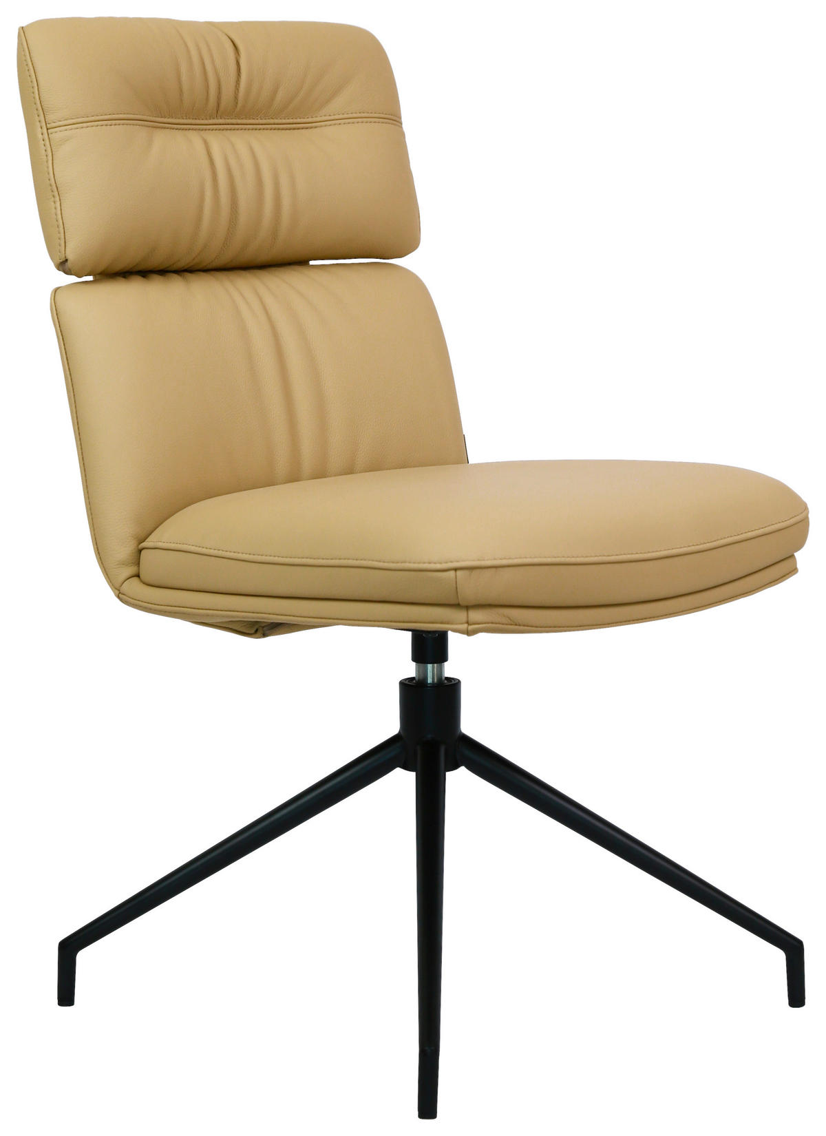 STUHL Echtleder Schwarz, Karamell  - Karamell/Schwarz, Design, Leder/Metall (50/92/64,5cm) - Dieter Knoll