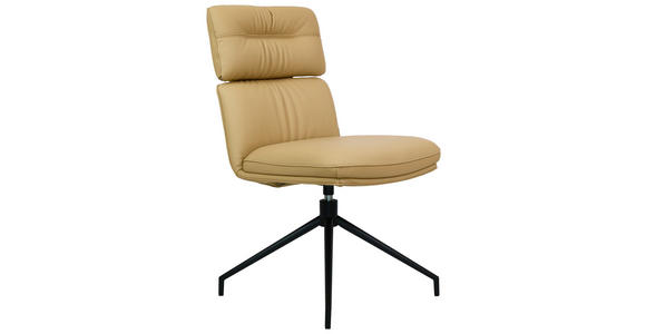 STUHL Echtleder Schwarz, Karamell  - Karamell/Schwarz, Design, Leder/Metall (50/92/64,5cm) - Dieter Knoll