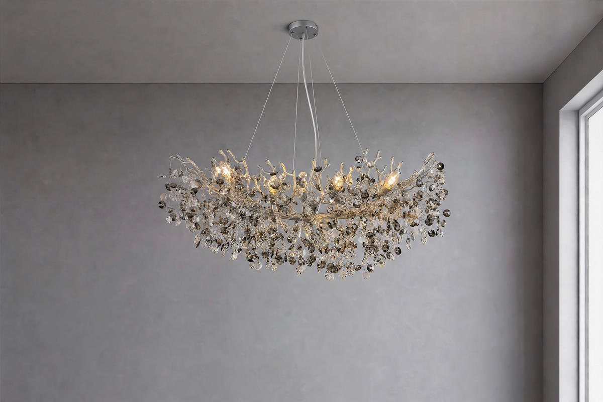KRONLEUCHTER Queena 100/45/120 cm  - Klar/Silberfarben, KONVENTIONELL, Glas/Metall (100/45/120cm)
