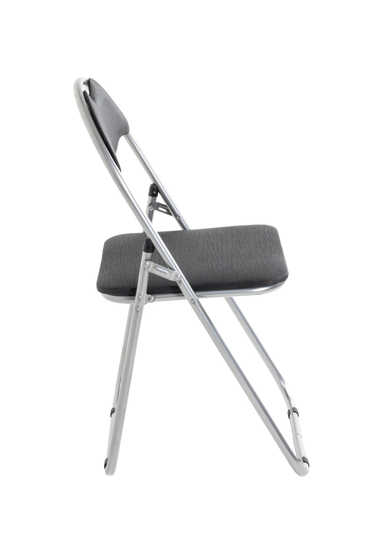 KLAPPSTUHL in Metall, Textil Schwarz, Alufarben  - Schwarz/Alufarben, Design, Textil/Metall (44/80/47cm) - Boxxx