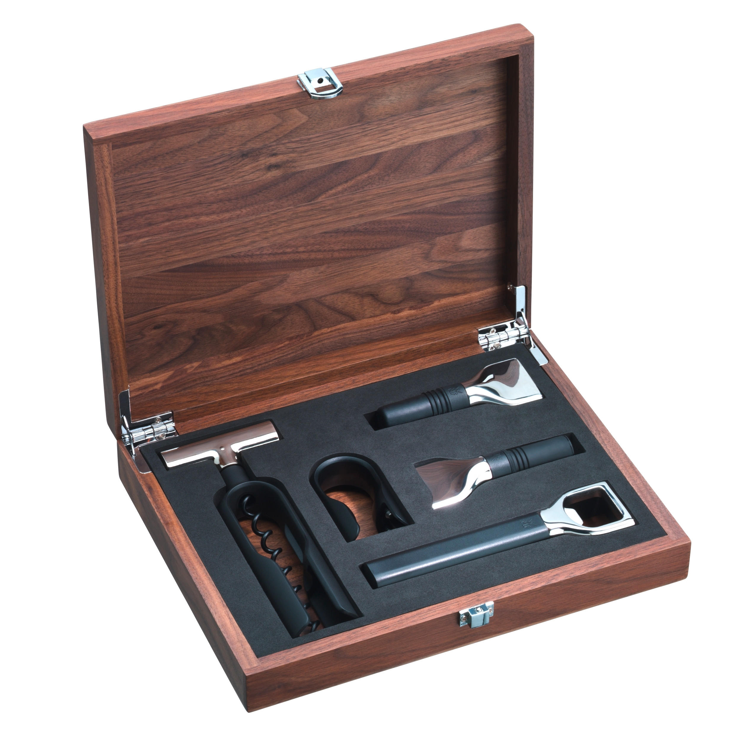 WEINZUBEHÖR-SET - Edelstahlfarben/Walnussfarben, Basics, Holz/Kunststoff (26,5/21,0/6,0cm) - WMF