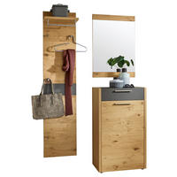 GARDEROBE 3-teilig  in 115/195/37 cm  - Eichefarben/Grau, Design, Glas/Holz (115/195/37cm)