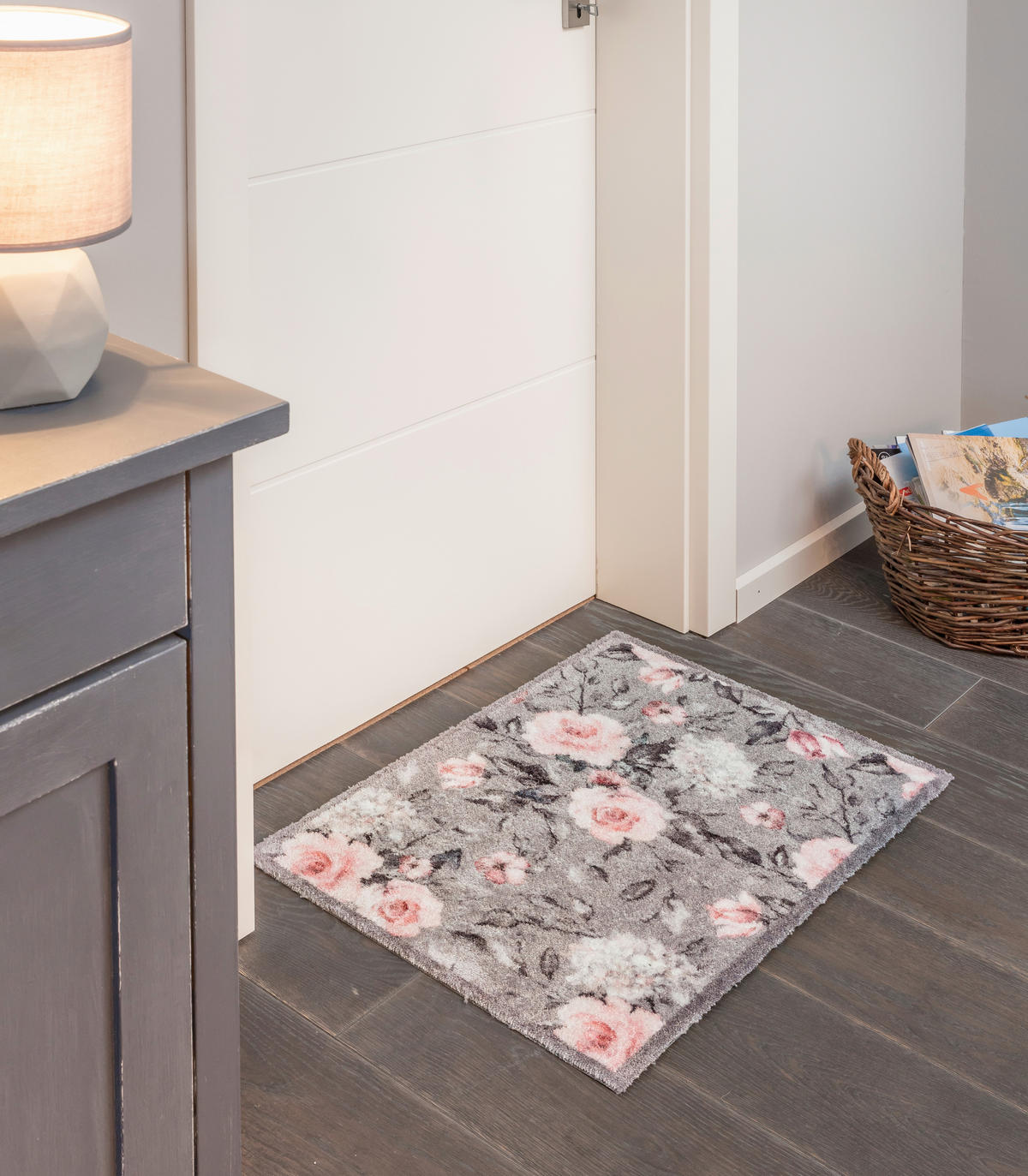 DVEŘNÍ ROHOŽKA, 50/70 cm - šedá/bílá, Trend, textil (50/70cm) - Esposa