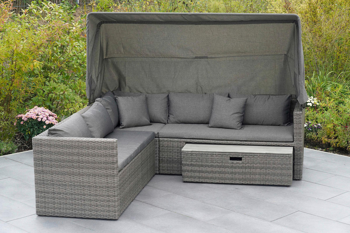 LOUNGEGARNITUR 12-teilig   250/150/168 cm Akazie Stahl  - Hellgrau/Grau, KONVENTIONELL, Holz/Kunststoff (250/150/168cm) - Gardenson