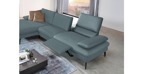 ECKSOFA in Echtleder Grau  - Schwarz/Grau, Design, Leder/Metall (157/325cm) - Dieter Knoll