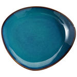 Steinzeug  DESSERTTELLER  dreieckig  - Blau, Trend, Keramik (21/18cm) - Landscape