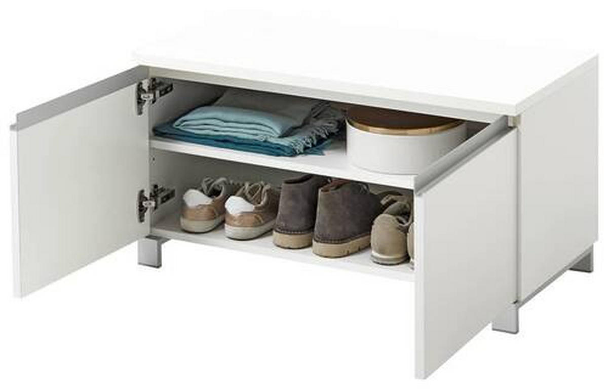 GARDEROBENBANK 84/45/40 cm  - Weiss/Silberfarben, Design, Holzwerkstoff/Metall (84/45/40cm)
