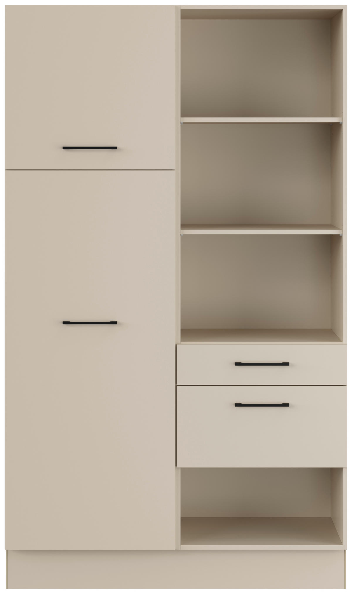 MEHRZWECKSCHRANK 120/206,2/58 cm  - Hellgrau/Schwarz, Basics, Holzwerkstoff/Metall (120/206,2/58cm) - Impuls