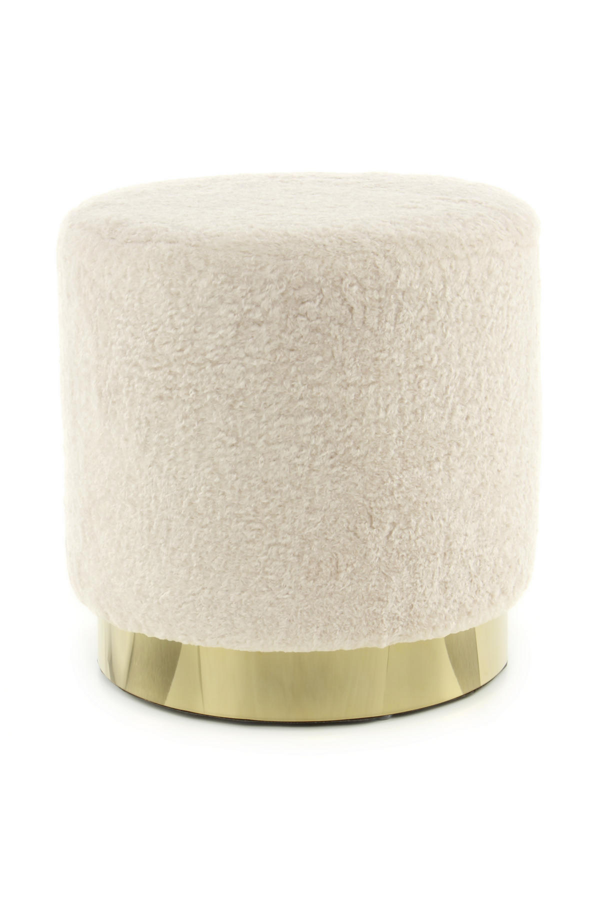 HOCKER Plüsch Goldfarben, Beige  - Beige/Goldfarben, Basics, Textil/Metall (35/35/35cm) - Kayoom