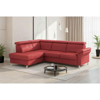 ECKSOFA 194/245 cm ARNGAST E in Echtleder Rot Kopfteilverstellung  194/245 cm  - Chromfarben/Rot, Basics, Leder/Textil (194/245cm) - Sit & More
