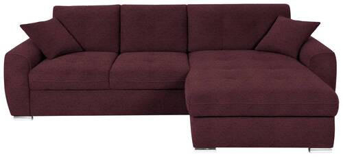 ECKSOFA in Mikrofaser Dunkelrot - Chromfarben/Dunkelrot, Modern, Kunststoff/Textil (276/193cm) - Hom`in