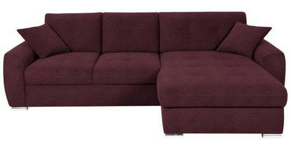 ECKSOFA in Mikrofaser Dunkelrot  - Chromfarben/Dunkelrot, MODERN, Kunststoff/Textil (276/193cm) - Hom`in