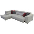 ECKSOFA in Chenille Hellgrau  - Chromfarben/Hellgrau, Design, Textil (207/301cm) - Xora