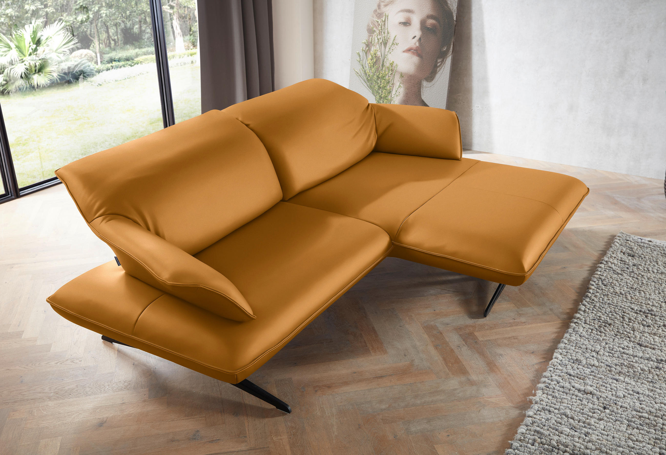 ECKSOFA in Echtleder Goldfarben  - Beige/Goldfarben, Design, Leder/Metall (252/169cm) - Koinor