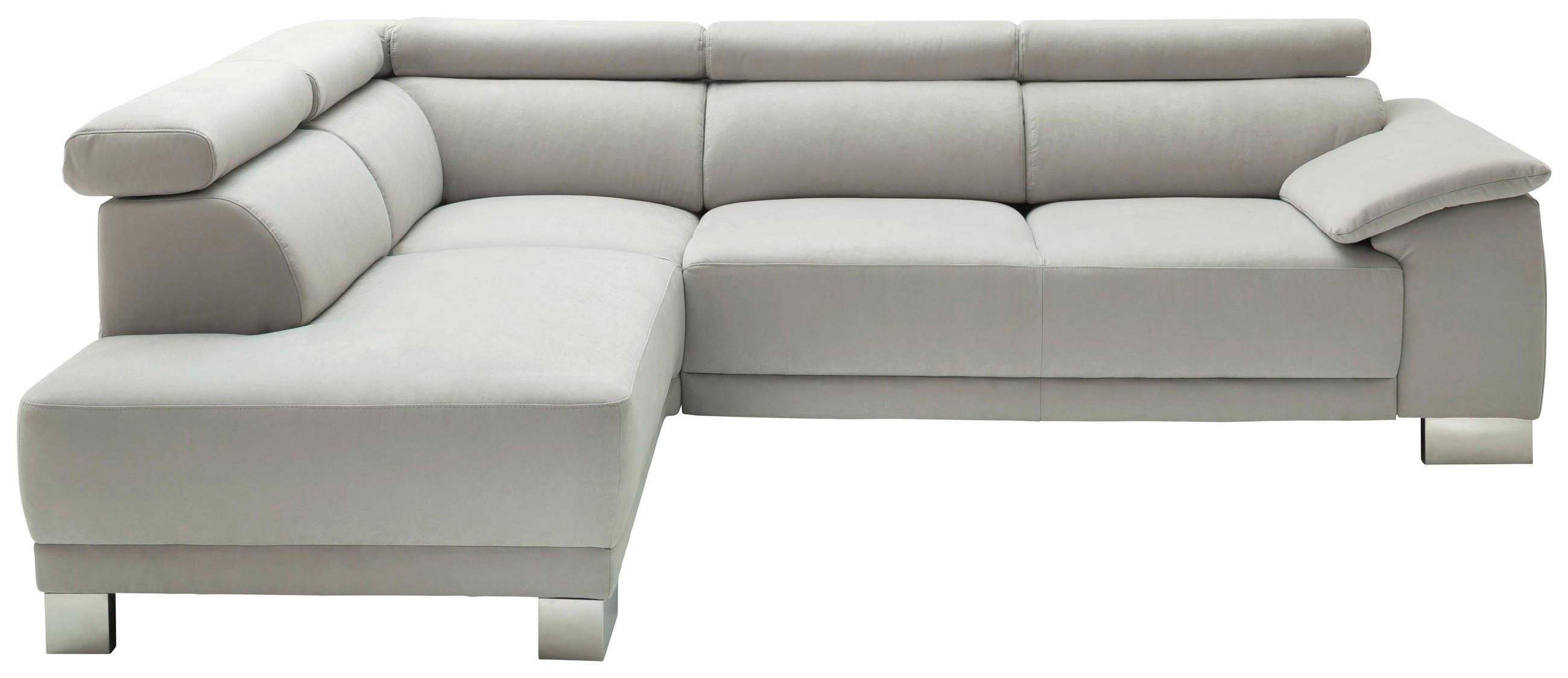 ECKSOFA Mikrofaser Grau  - Chromfarben/Grau, Design, Holz/Textil (205/270cm) - Pure Home Lifestyle