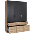 KLEIDERSCHRANK 136/197/54 cm 3-türig  - Dunkelgrau/Silberfarben, Design, Holzwerkstoff/Kunststoff (136/197/54cm) - Carryhome