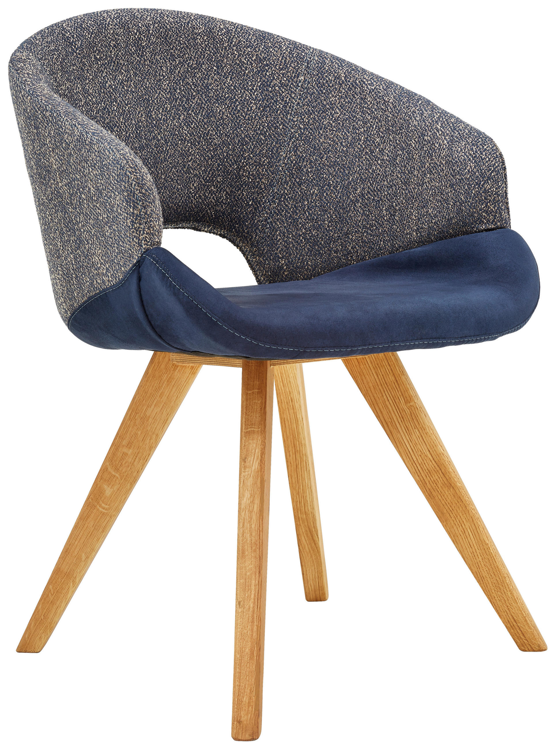 ARMLEHNSTUHL  in Webstoff, Flachgewebe  - Blau/Eichefarben, Design, Holz/Textil (58/83/59cm) - Linea Natura