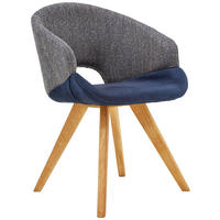 ARMLEHNSTUHL  in Webstoff, Flachgewebe  - Blau/Eichefarben, Design, Holz/Textil (58/83/59cm) - Linea Natura