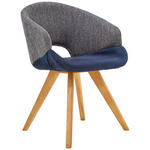 ARMLEHNSTUHL  in Webstoff, Flachgewebe  - Blau/Eichefarben, Design, Holz/Textil (58/83/59cm) - Linea Natura