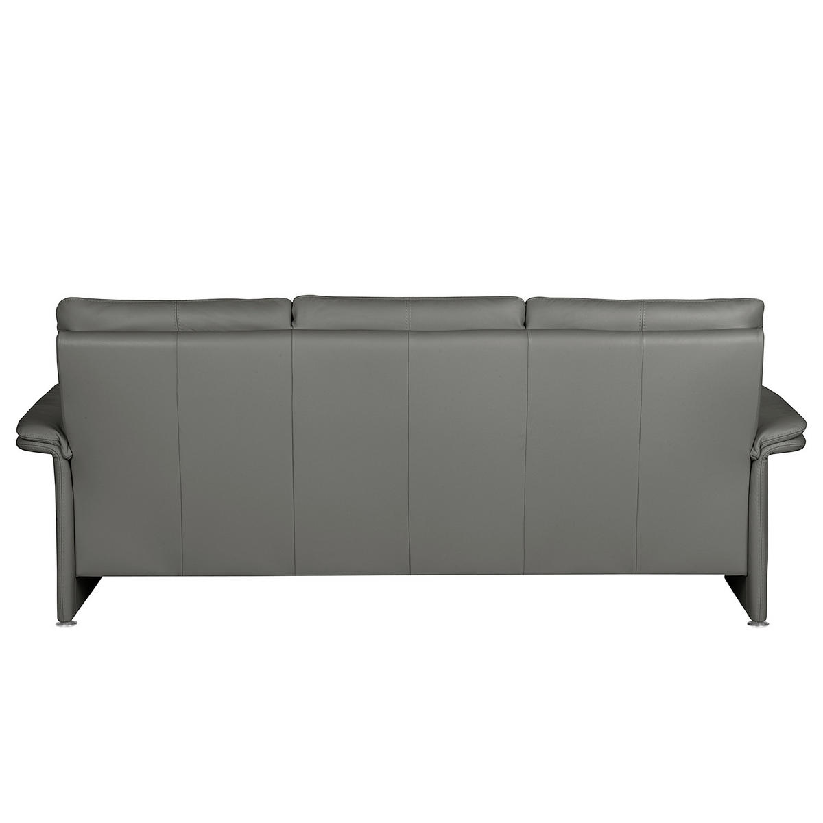 3-SITZER-SOFA Echtleder Anthrazit  - Anthrazit/Silberfarben, Design, Leder/Metall (214/90/88cm) - Livetastic