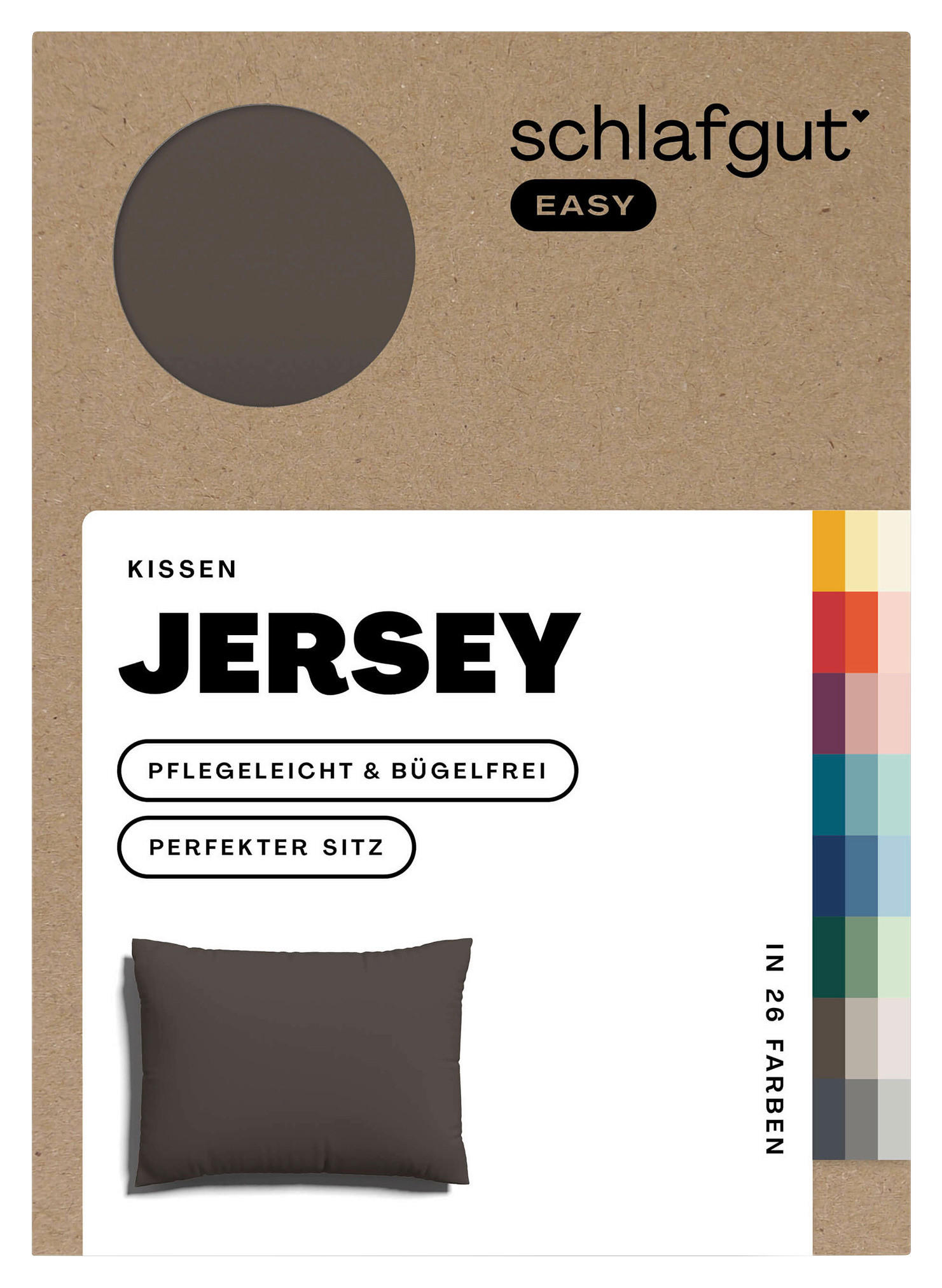 KISSENHÜLLE EASY JERSEY 40/60 cm  - Dunkelbraun, Basics, Textil (40/60cm) - Schlafgut