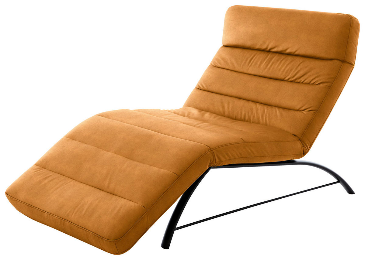 RELAXLIEGE in Mikrofaser Cognac  - Cognac/Schwarz, Design, Textil/Metall (95/91/170cm) - Chilliano