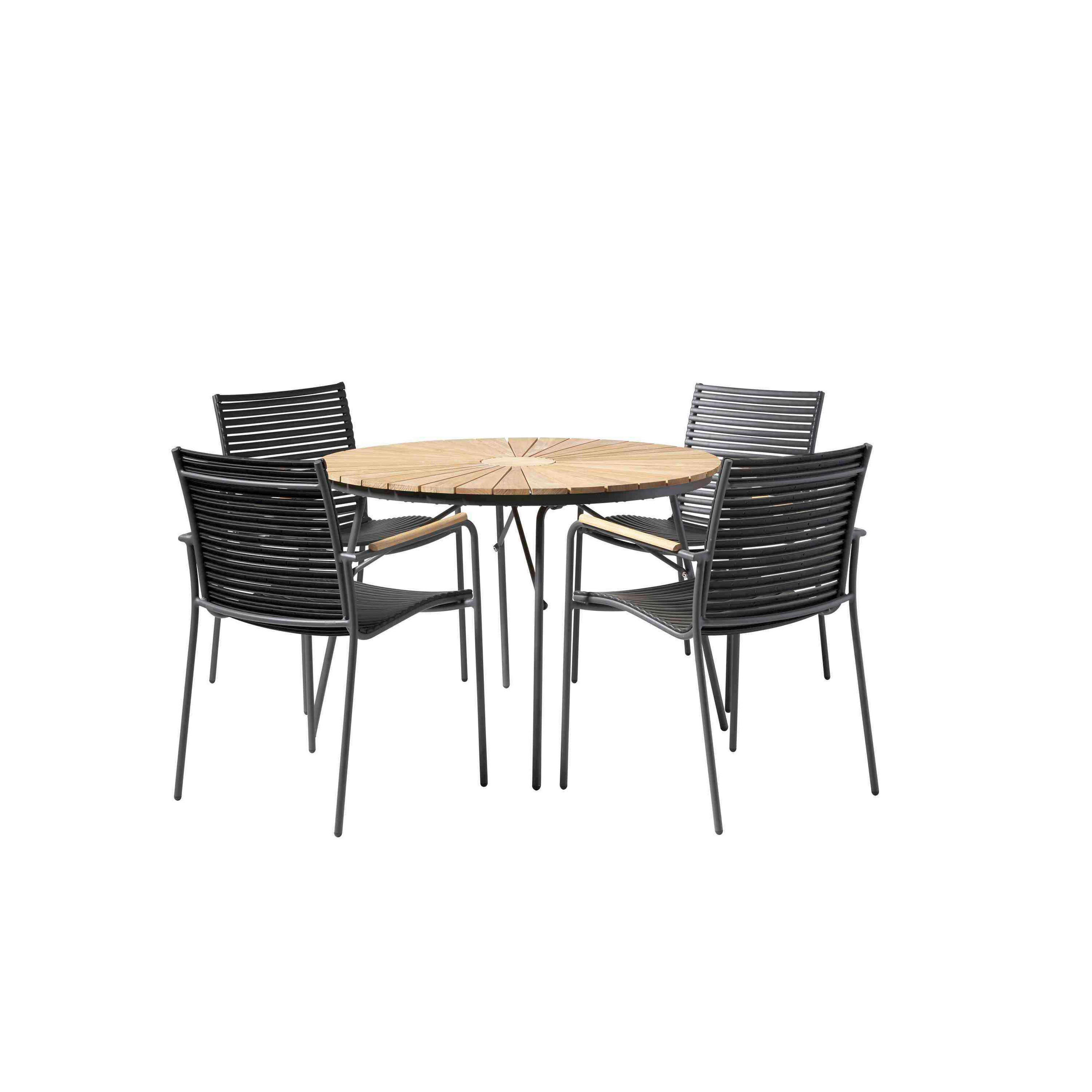 GARTENTISCHGRUPPE  - Anthrazit/Schwarz, Natur, Holz/Kunststoff - Gardenson