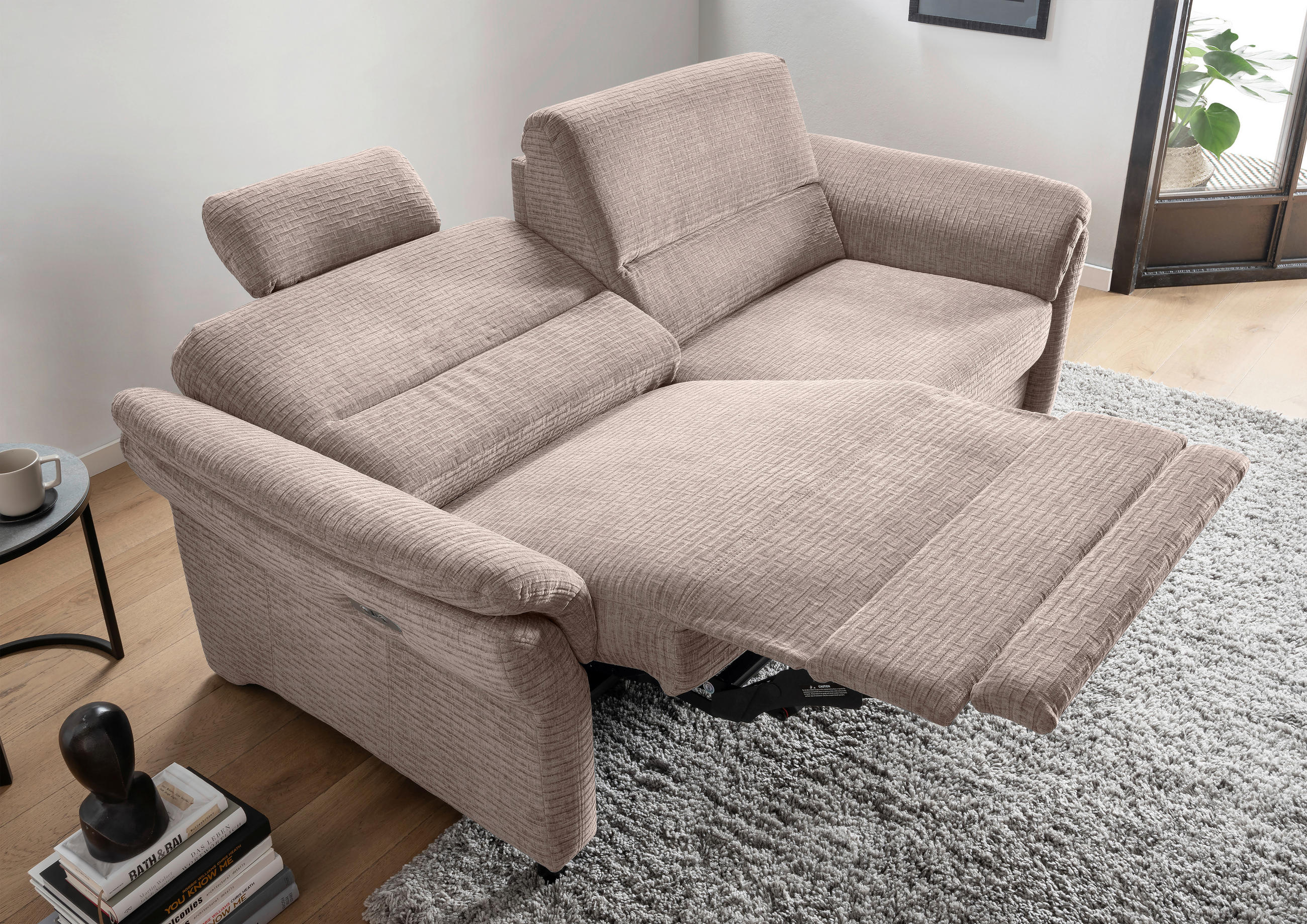 3-SITZER-SOFA in Mikrofaser Beige - Beige/Schwarz, Modern, Holz/Textil (192/90/89cm) - Livetastic