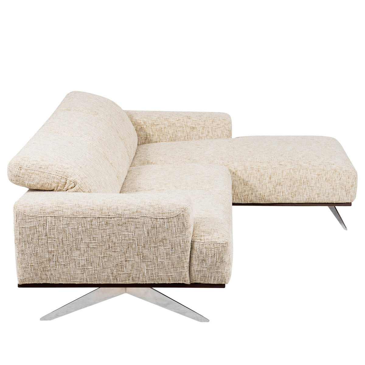 ECKSOFA PORTLAND in Struktur Beige Kopfteilverstellung  295/187 cm  - Chromfarben/Beige, Design, Holz/Textil (295/187cm) - Livetastic