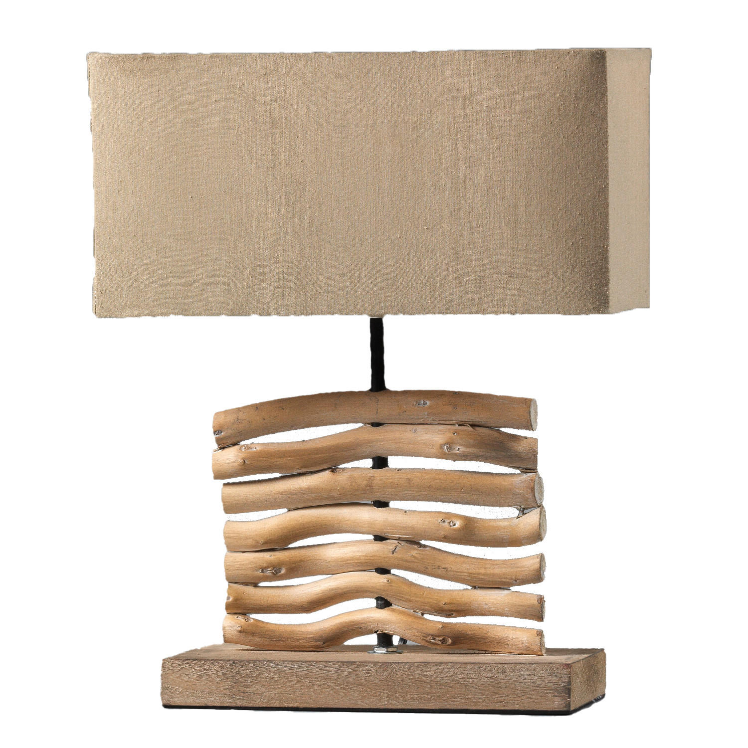 NACHTTISCHLEUCHTE 24/12/38 cm   - Hellbraun, Natur, Holz/Textil (24/12/38cm)