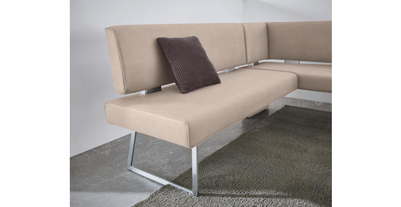 ECKBANK 208/160 cm  in Edelstahlfarben, Greige  - Edelstahlfarben/Greige, Design, Textil/Metall (208/160cm) - Dieter Knoll