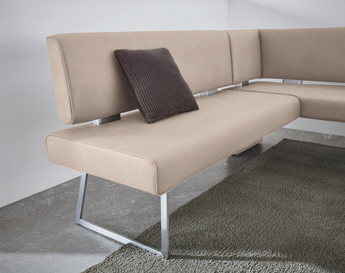 ECKBANK 231/160 cm  in Edelstahlfarben, Greige  - Edelstahlfarben/Greige, Design, Textil/Metall (231/160cm) - Dieter Knoll