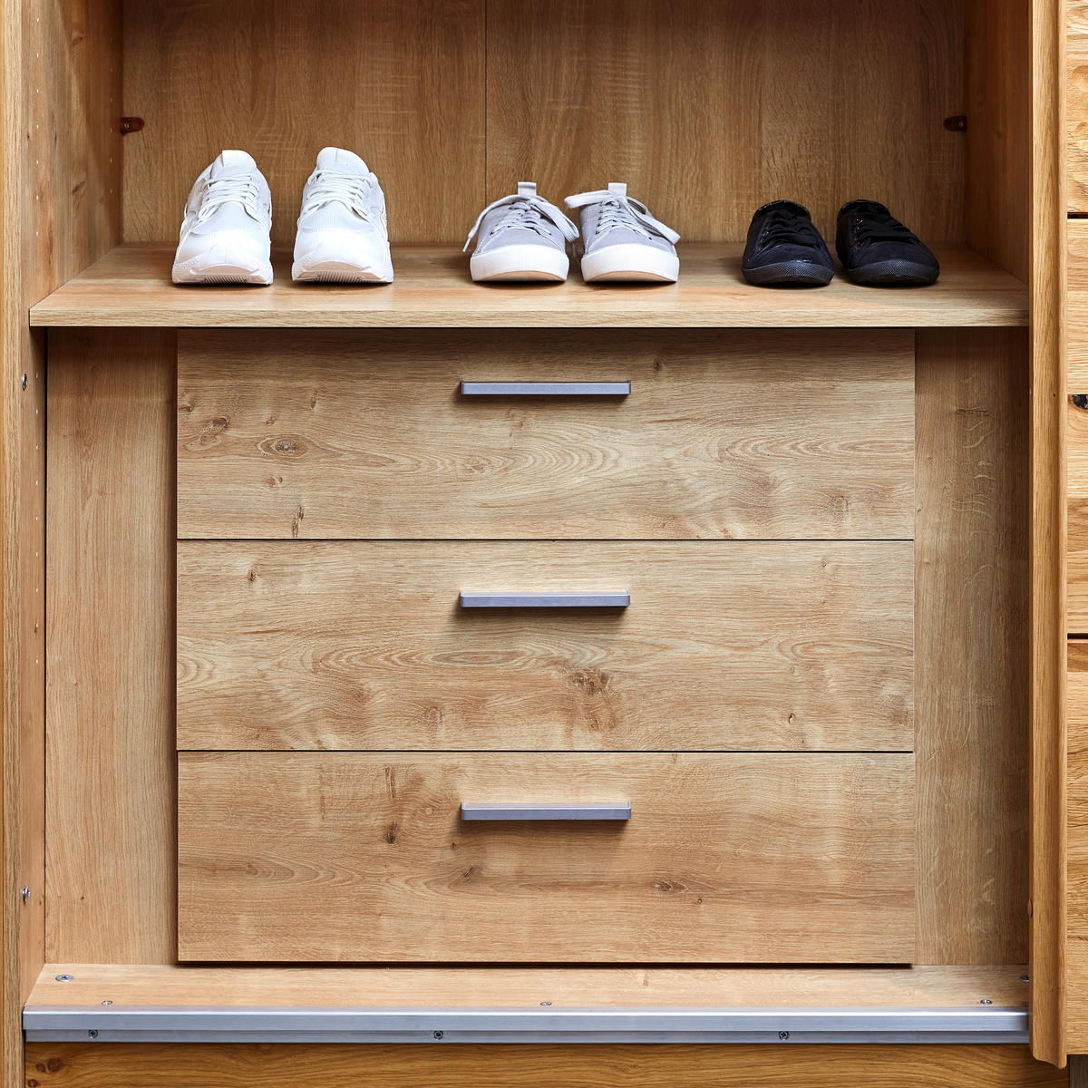 SCHWEBETÜRENSCHRANK 285/216/70 cm 3-türig Eichefarben  - Eichefarben, KONVENTIONELL, Glas/Holz (285/216/70cm) - Linea Natura