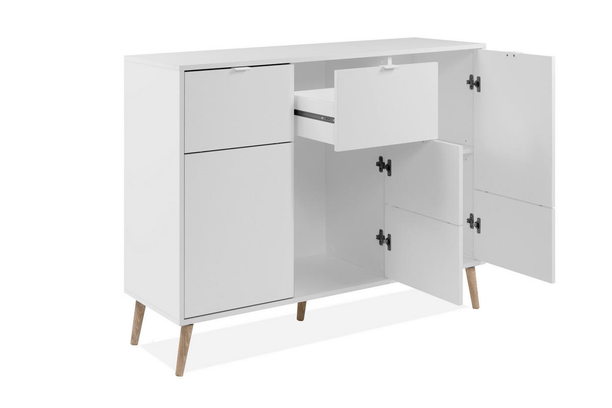 KOMMODE Geneva  in 115/91/40 cm  - Eichefarben/Weiß, Design, Holzwerkstoff/Kunststoff (115/91/40cm) - MID.YOU