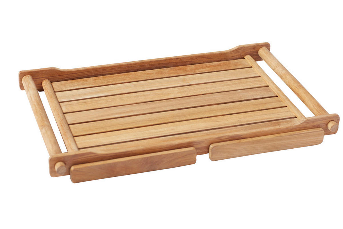 SERVIERTABLETT     - Naturfarben/Teakfarben, Design, Holz (58/23/36cm) - Livetastic